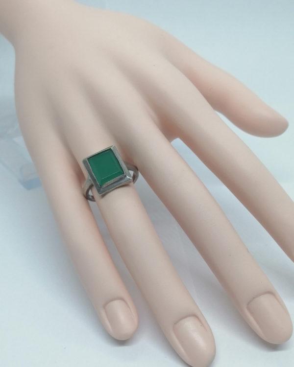 Bague argent agate verte. – Image 5