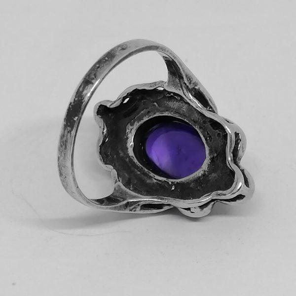 Bague argent avec cabochon d'améthyste 1930-40