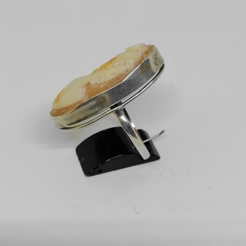 Bague Caméo Ancienne En Argent Massif – Taille 60, Style Antique, Coquille Gravée
