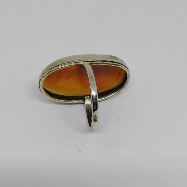 Bague argent avec camée coquillage ovale 1920-30