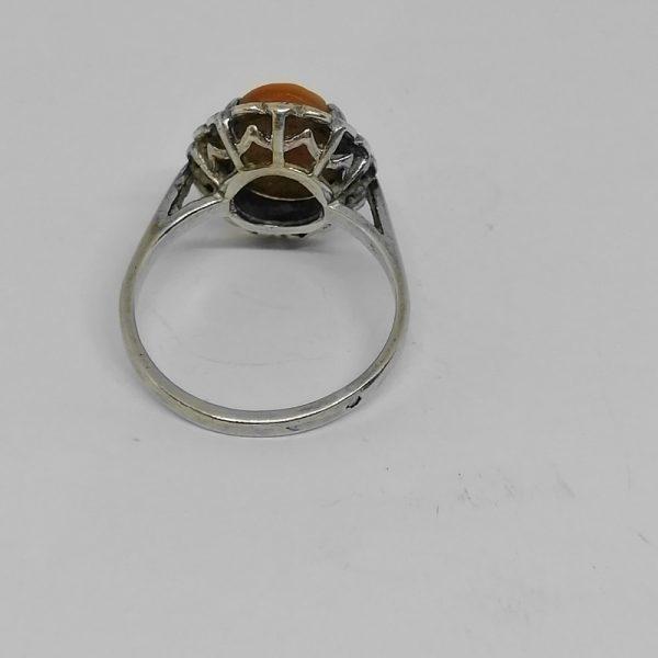 Bague argent avec camée coquillage et marcasites 1930-40