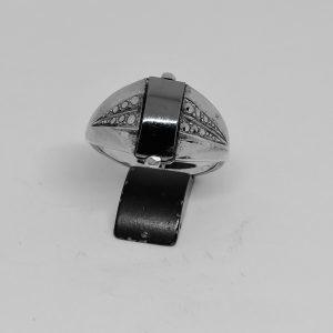 Bague argent hématite sur mesure marcasites 1930 art déco