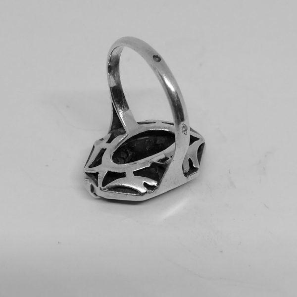 Bague argent art déco hématite et marcasites