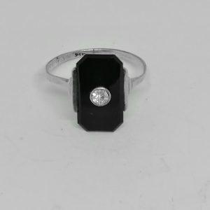 Bague argent et onyx art déco