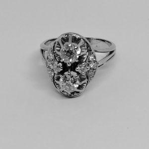 Bague or gris et diamants fin 1930