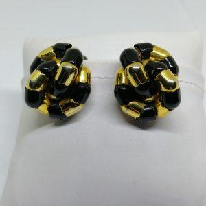 boucles d'oreilles en métal jaune d'époque 1930-50