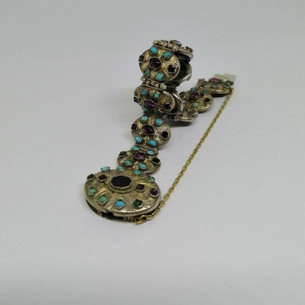 Bracelet en vermeil avec turquoise et grenats époque 1880 Austro-Hongrois