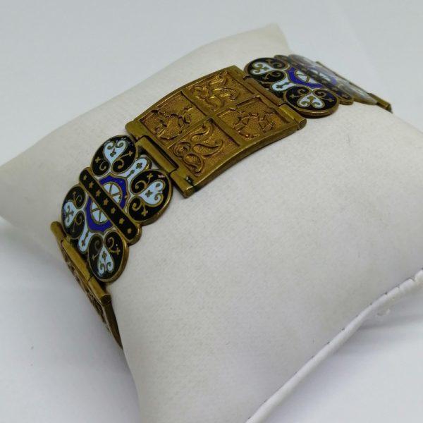 bracelet en laiton et émail cloisonné époque 1900