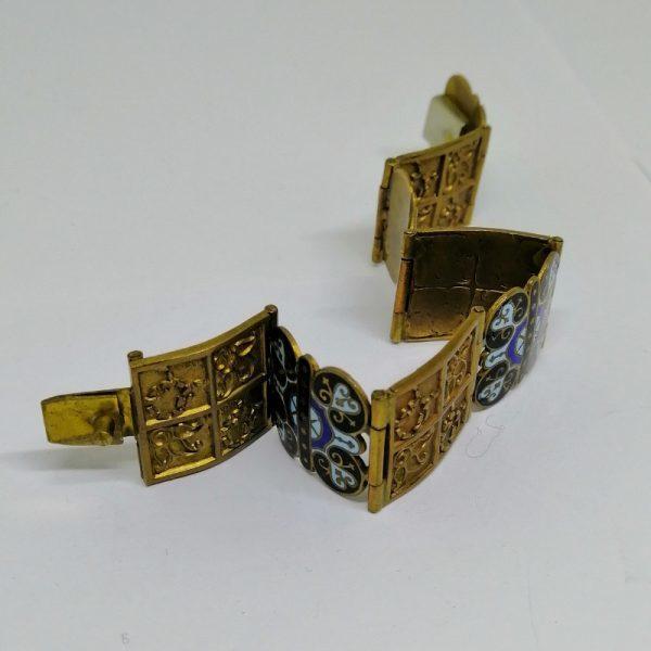 bracelet en laiton et émail cloisonné époque art nouveau 1900