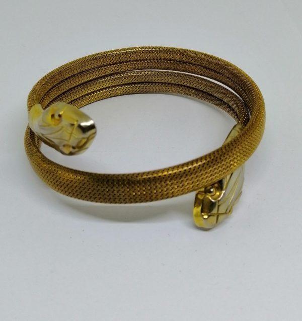 bracelet têtes de serpents en métal jaune 1930-40