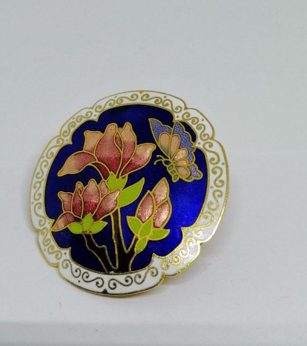 broche en laiton et émail de couleurs 1940-60