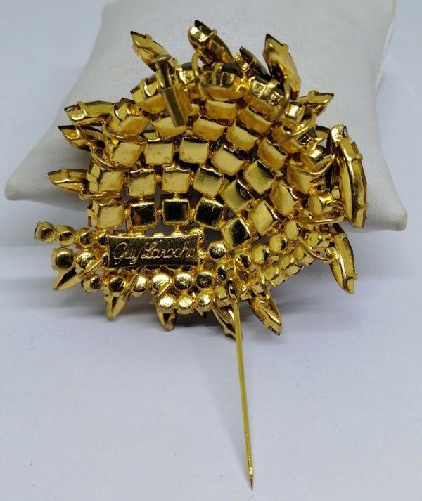 grosse broche en strass coloré signé Guy Laroche 1940-50