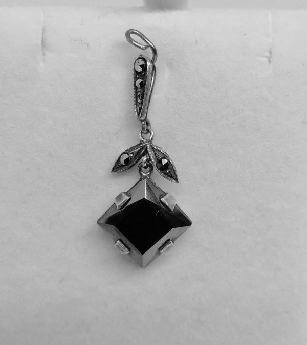 pendentif argent et hématite art déco 1930