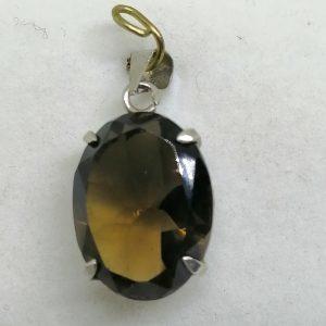 pendentif argent et quartz fumé 1920