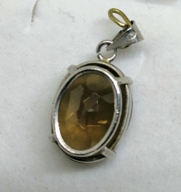 pendentif argent et quartz fumé 1920