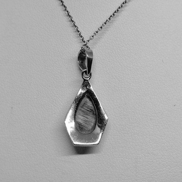 Pendentif argent avec hématite en forme de goutte art déco 1930