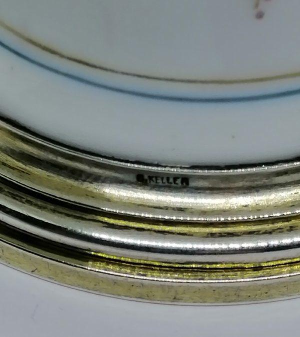saupoudreuse porcelaine et argent signé Gustave Keller Paris 1900