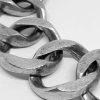 bracelet en argent grosse maille gourmette travail en brossé mat bijou vintage vers 1960-80.