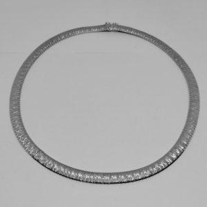 collier argent maillon plat ouvragé bijou vintage vers 1960-80