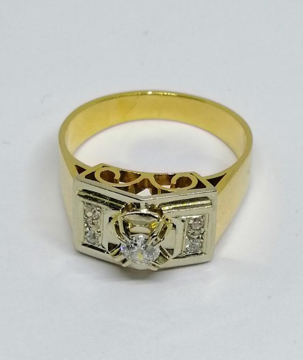 bague en or bicolore avec diamant art déco vers 1920