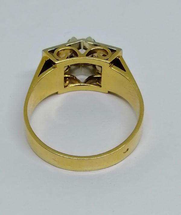 bague en or bicolore avec diamant de taille ancienne art déco vers 1920