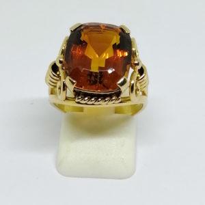 bague en or jaune avec citrine madère vers 1940-50