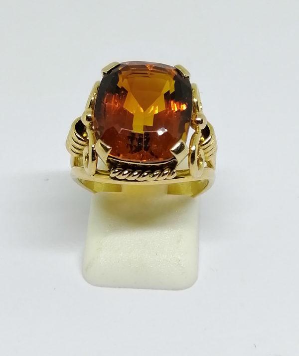 bague en or jaune avec citrine madère vers 1940-50