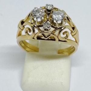 bague en or avec diamants vers 1930