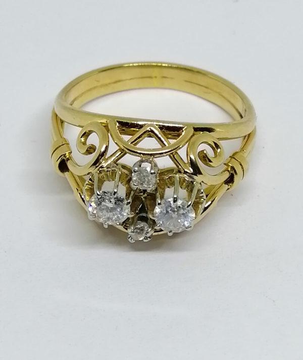 bague en or rose avec diamants vers 1930-40