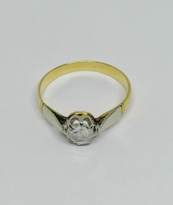 bague solitaire en or bicolore avec rose de diamant vers 1900