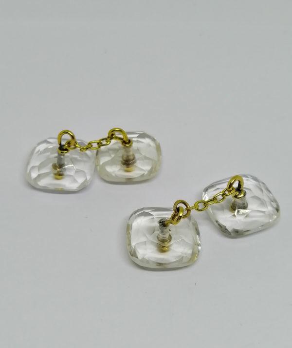 boutons de manchettes en or et cristal de roche taillé, vers 1920