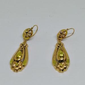 boucles d'oreilles or bicolore vers 1870