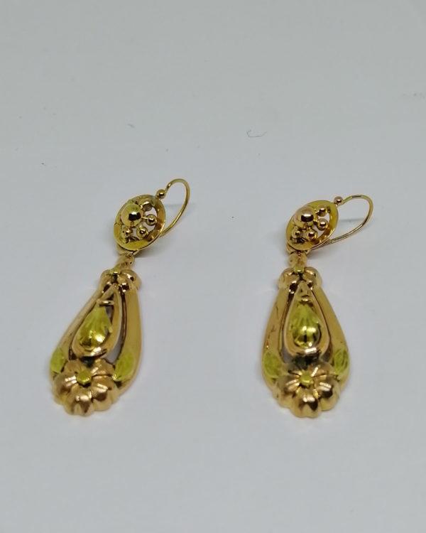 boucles d'oreilles or bicolore vers 1870