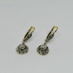 boucles d'oreilles en or avec diamants vers 1900