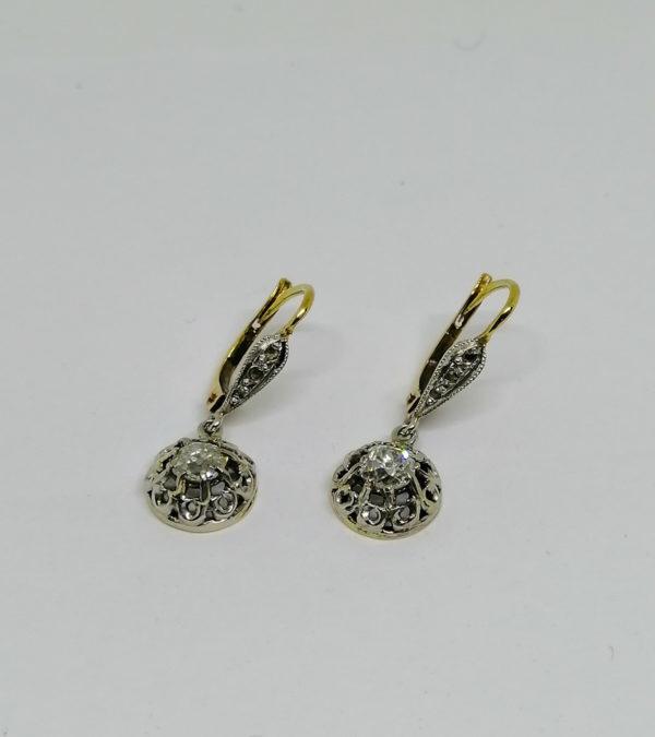 boucles d'oreilles en or avec diamants vers 1900