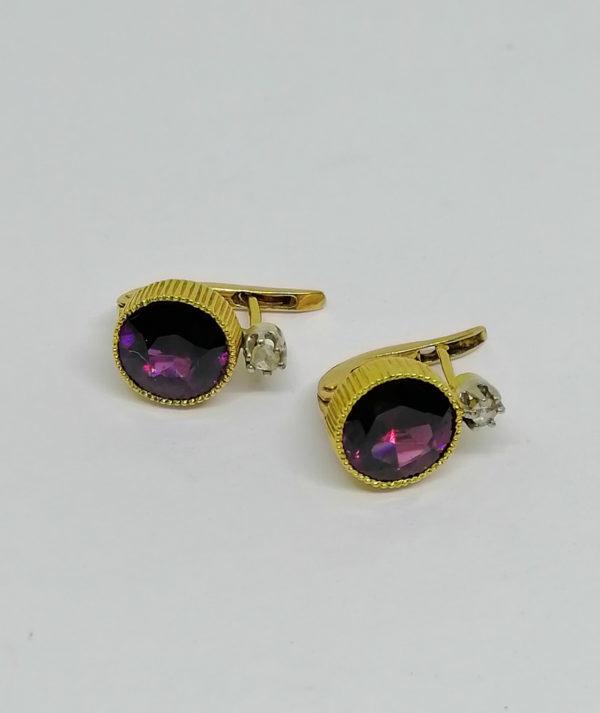 boucles d'oreilles or jaune avec grenat almandin vers 1900