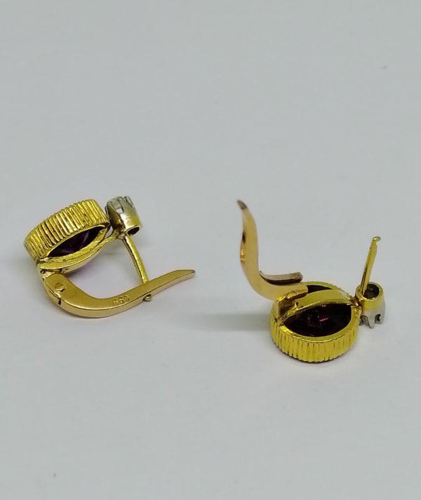 boucles d'oreilles en or jaune avec grenat almandin vers 1900