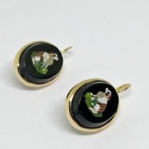 boucle d'oreilles or avec micro-mosaïque fin 19 ième siècle