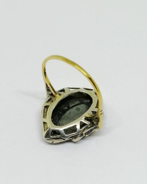 bague argent/or avec hématite et marcasites art déco vers 1930.