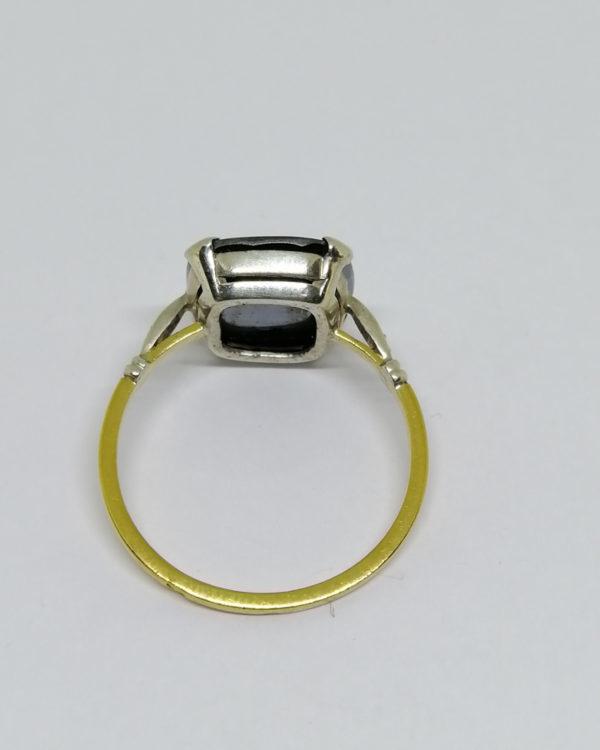 bague argent/or avec hématite et marcasites art déco, vers 1930.