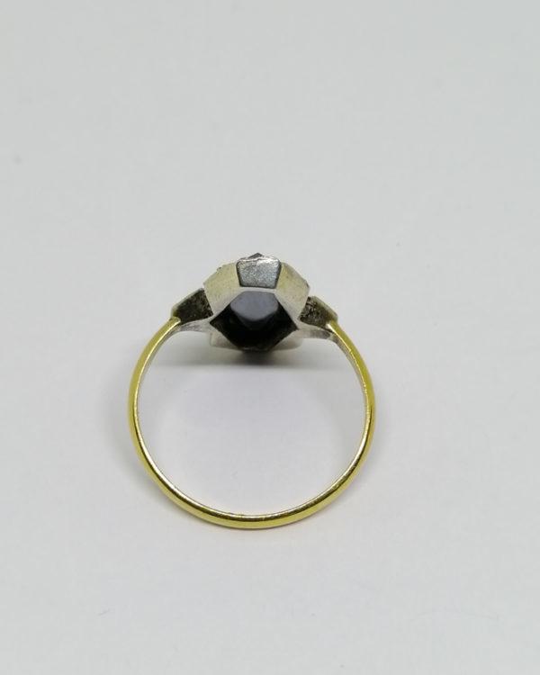 bague argent/or avec hématite et marcasites art déco vers 1930.