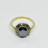 bague argent/or, avec hématite ovale et pavage de marcasites art déco vers 1930.