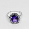 bague argent avec superbe améthyste et pierres blanche vers 1920
