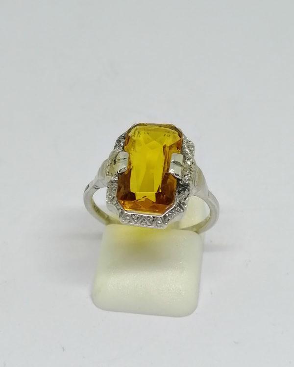 bague argent avec citrine synthétique art déco vers 1925