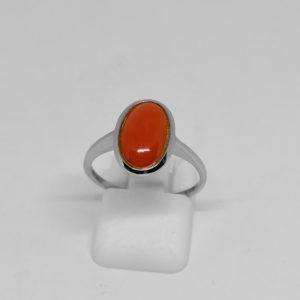 bague argent et cabochon de corail vers 1930-40