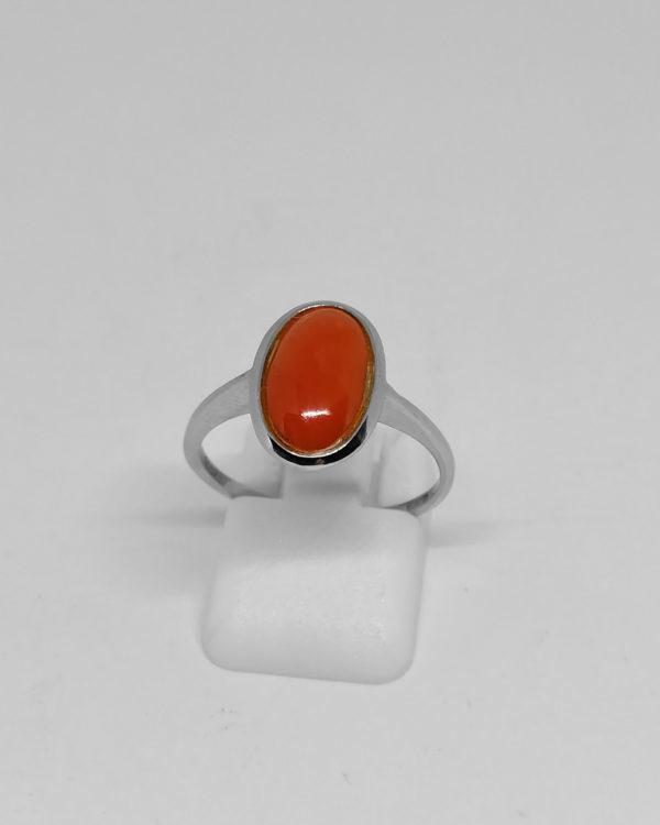 bague argent et cabochon de corail vers 1930-40