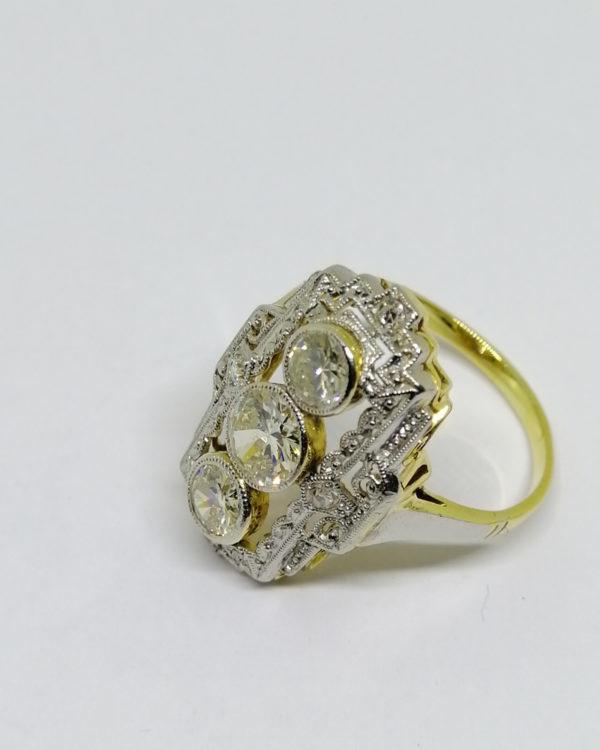 bague en or 14ct et platine avec diamants art déco vers 1930.