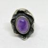bague argent façon corolle et améthyste vers 1950-70