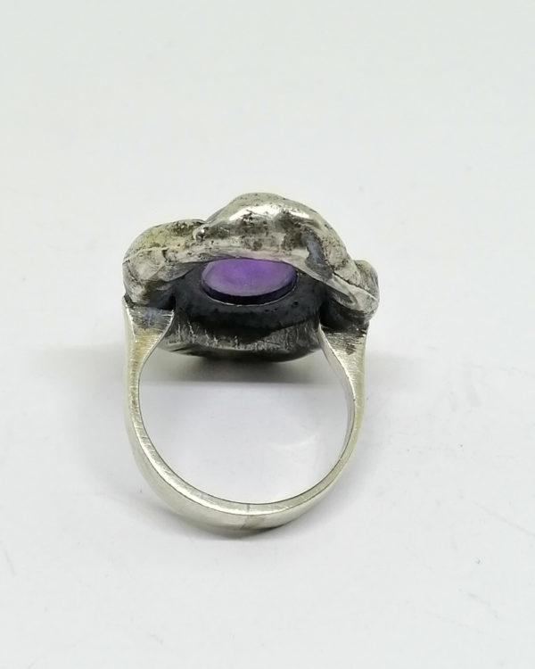 bague argent avec améthyste vers 1950-70.