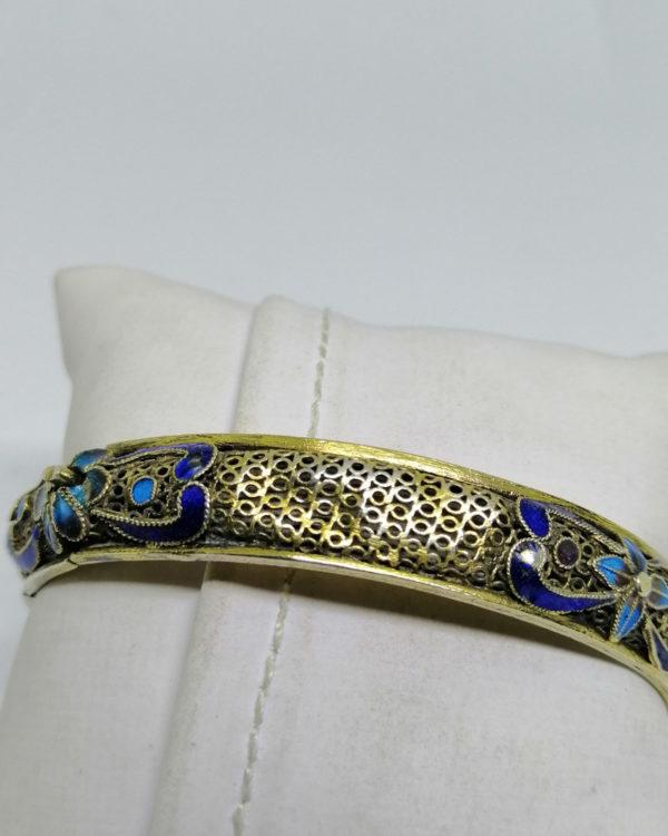 bracelet argent vermeil travail de fils et parties émaillées vers 1920.